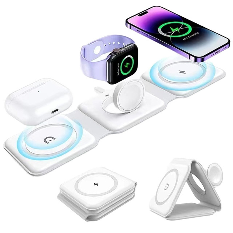 Wireless Charger 3 In 1 - Магнитное складное беспроводное зарядное устройство 3-в-1,