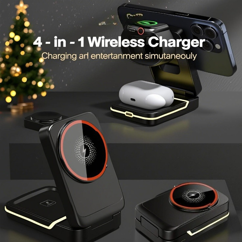 Wireless Charger 3 In 1 - Магнитная складная беспроводная зарядная станция 3-в-1