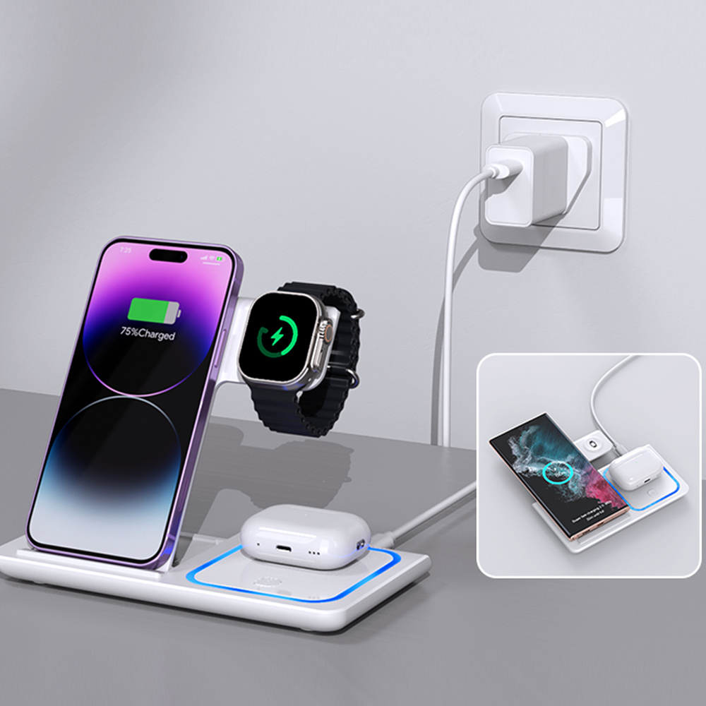Беспроводная зарядная станция  – обзор и цена Wireless Charger 3 In 1