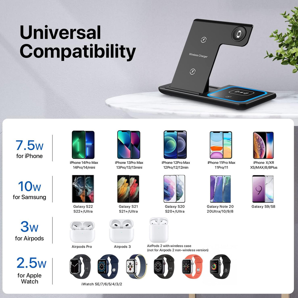 Беспроводная зарядная станция- – обзор и цена Wireless Charger 3 In 1