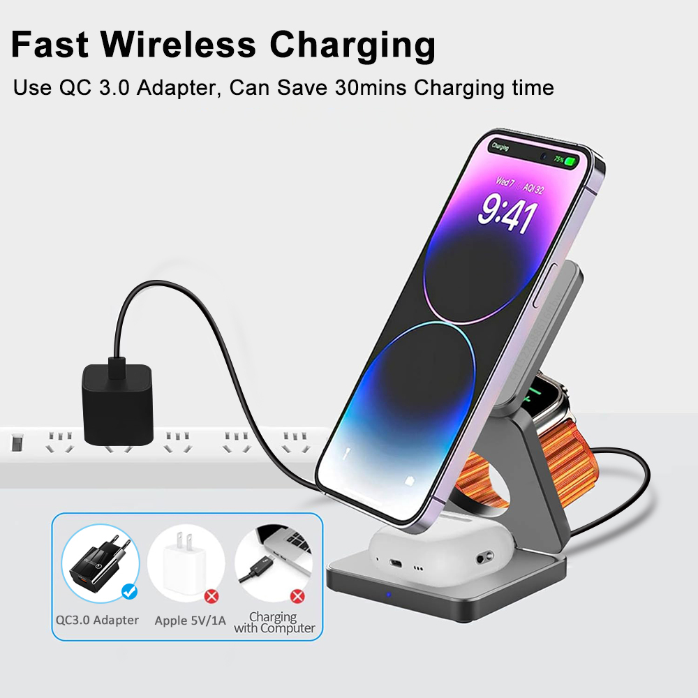 Складная магнитная подставка д – обзор и цена Wireless Charger 3 In 1
