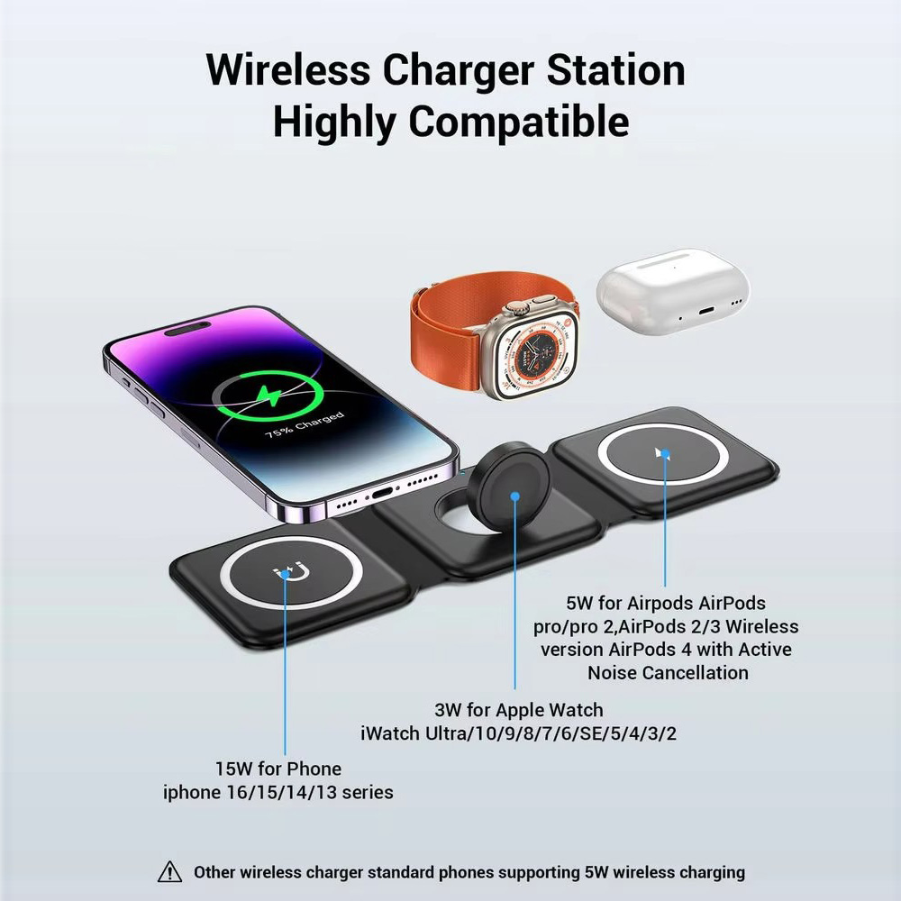 Магнитное складное беспроводно – обзор и цена Wireless Charger 3 In 1