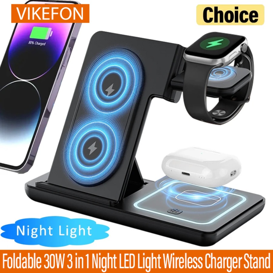 Складная ночная светодиодная п – обзор и цена Wireless Charger 3 In 1