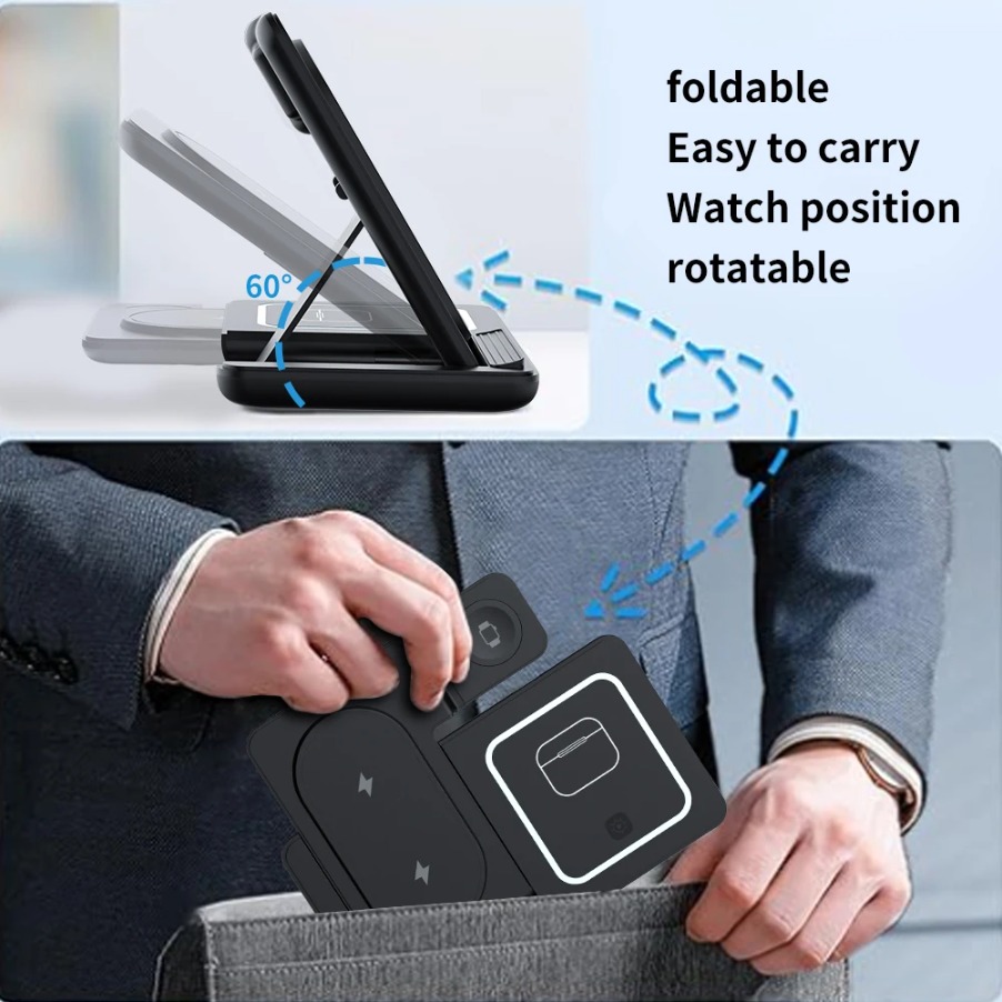 Складная ночная светодиодная п – обзор и цена Wireless Charger 3 In 1