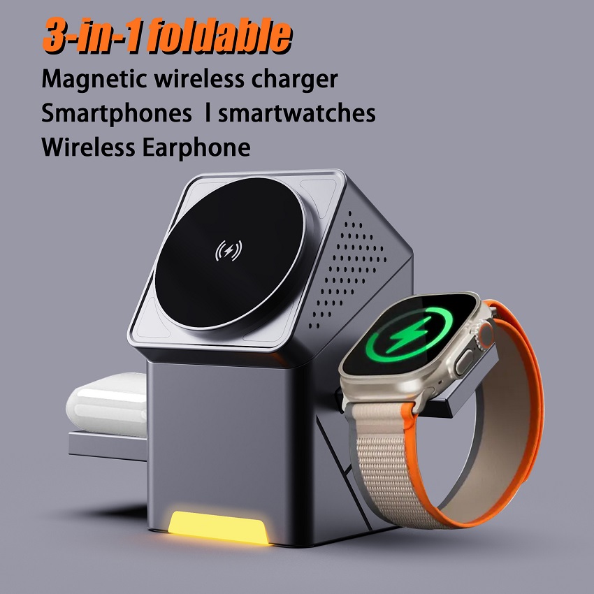 Магнитная беспроводная зарядна – обзор и цена Wireless Charger 3 In 1